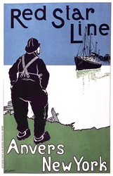 Plakat reklamujący „Red Star Line” z Antwerpii do Nowego Jorku, 1899